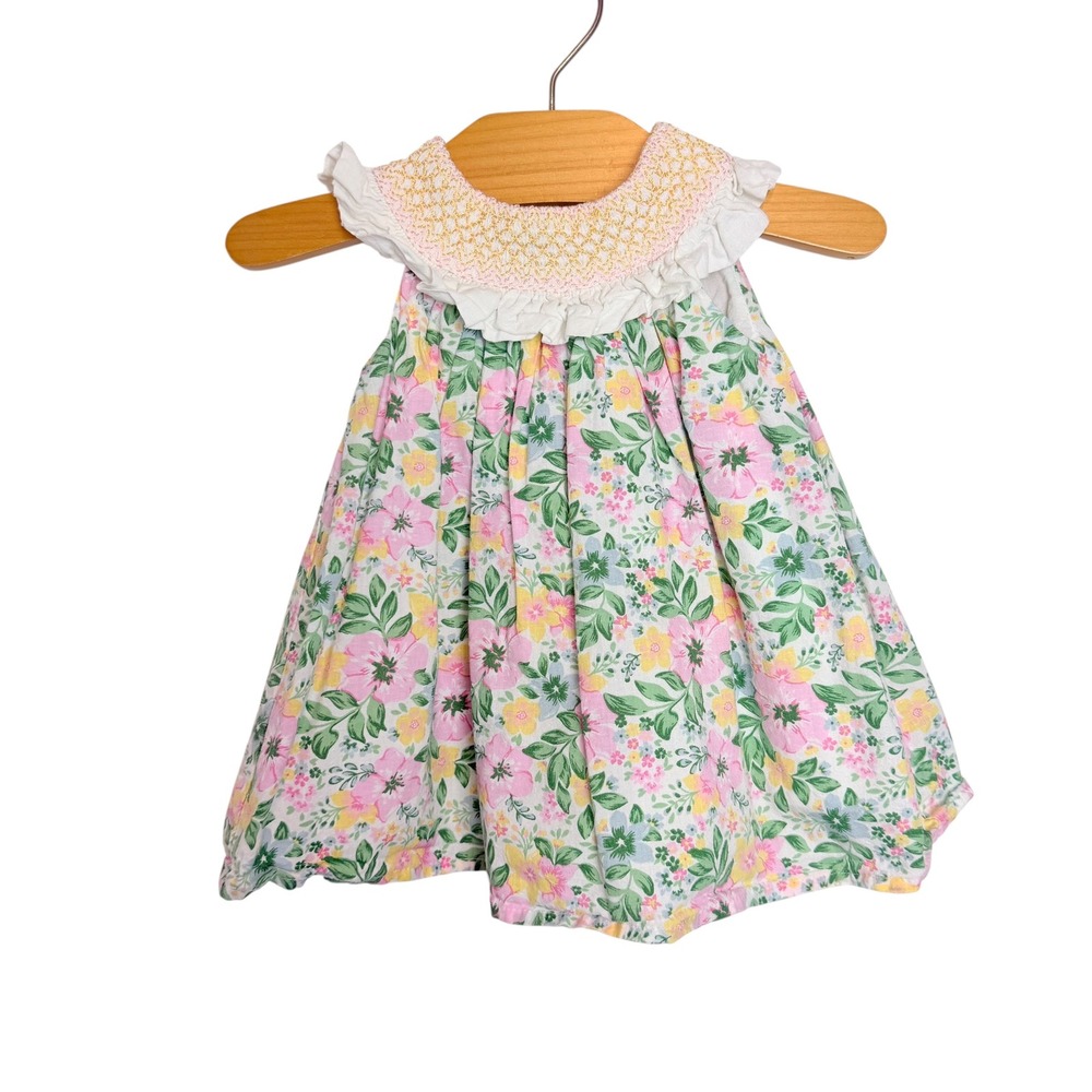 Joie Baby Girls Floral Smocked Ruffle Cotton Dress 3-6M